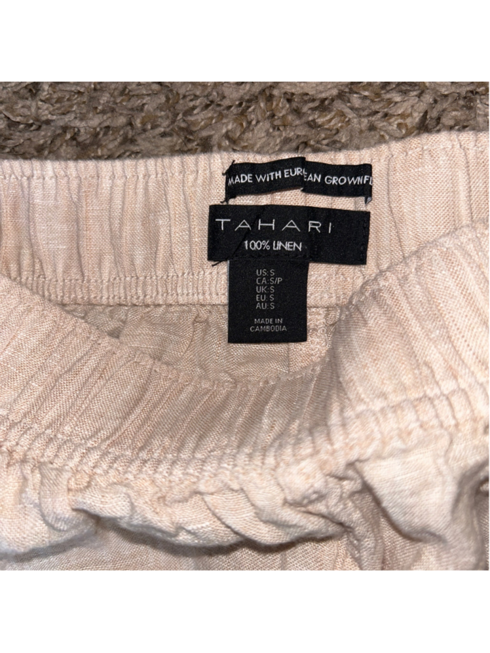 Women's Tahari Wide Leg Linen Pants Size S Beige - Picture 2 of 4